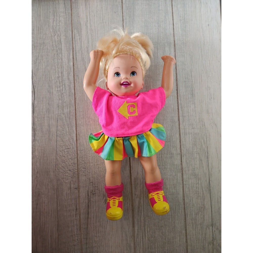 Mattel 90s Cheerleader Doll Blonde Hair Pink Shirt Colorful Skirt 14 Inch Toy - Picture 7 of 12